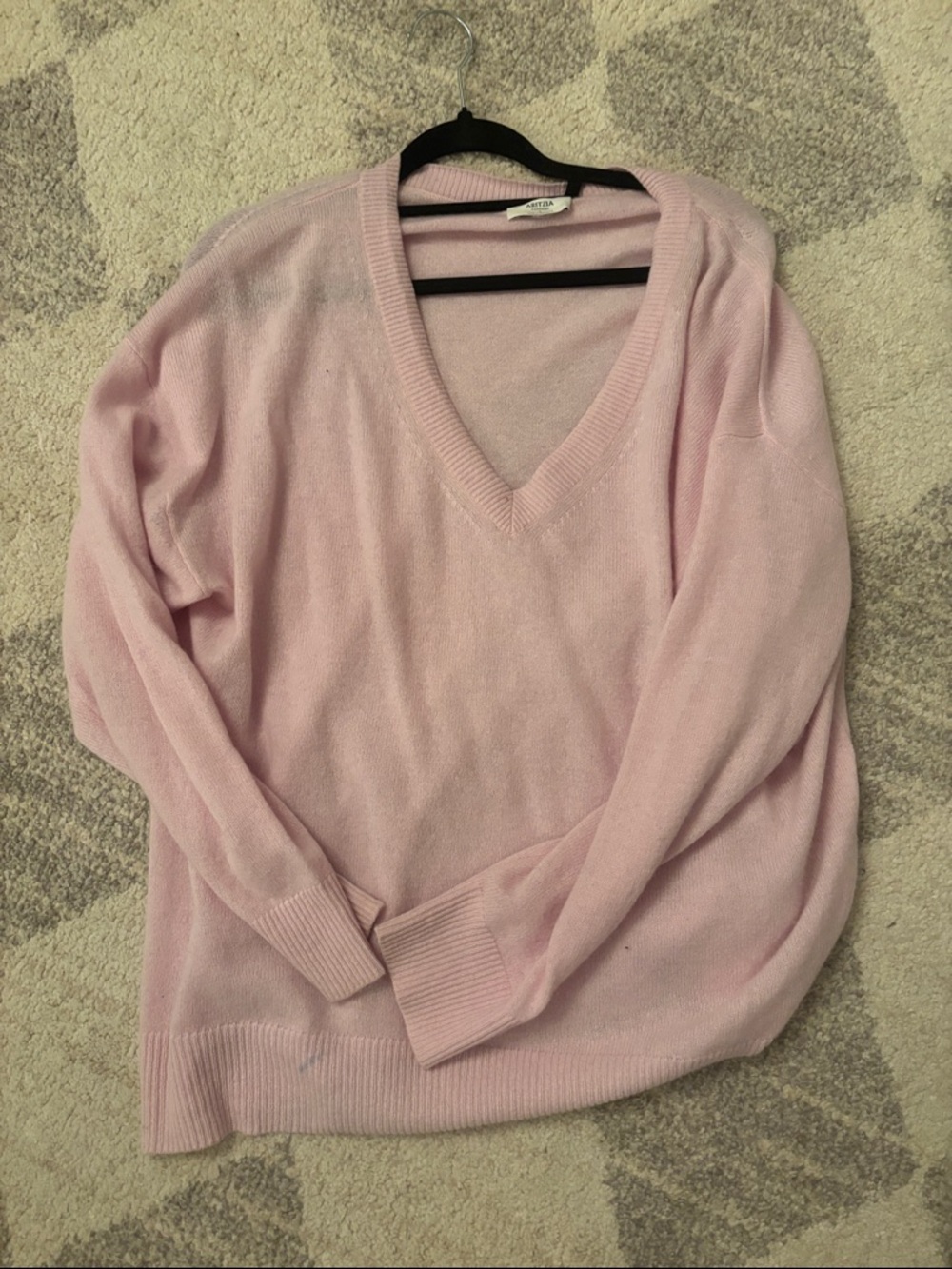 Aritzia Light Pink V-Neck Sweater